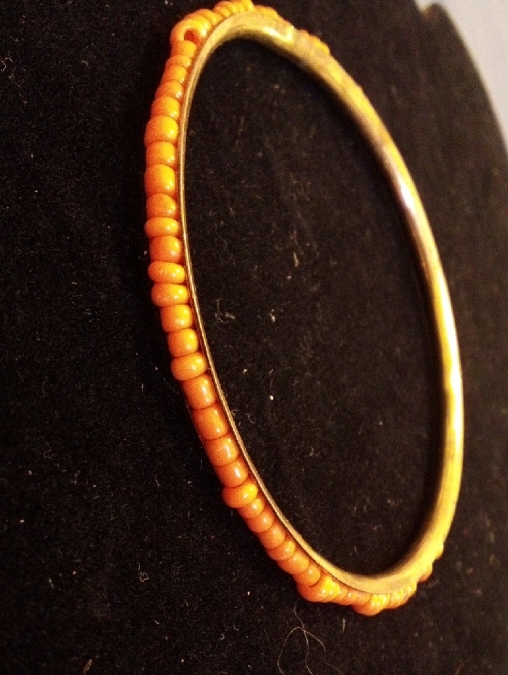 Orange Beaded Bangle Bracelet